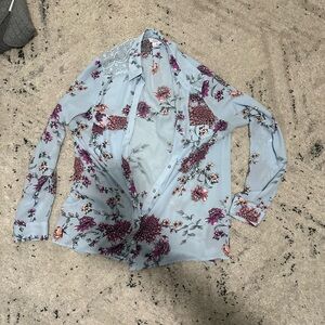 Candie's Light Blue Floral Button Down Shirt